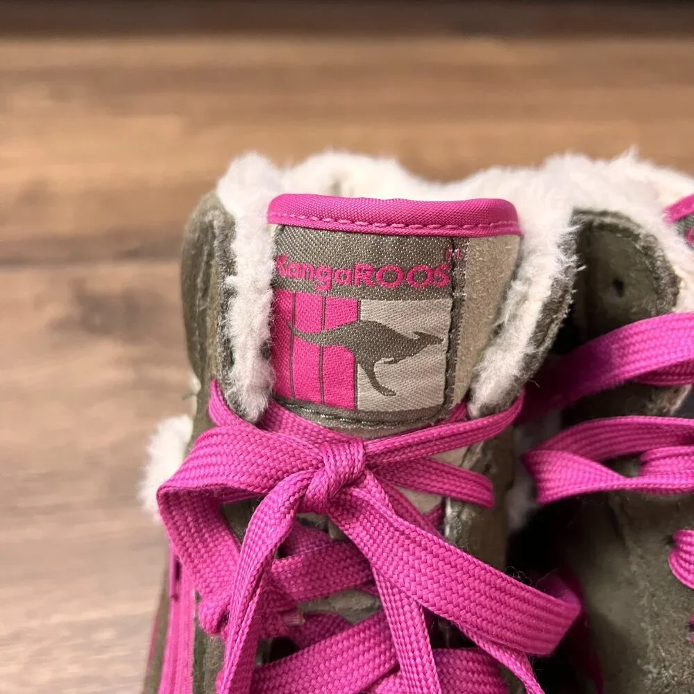Kangaroos 'Roocicles' Leather Suede Pink High Top  Shearling Lined Snow Sneakers - Picture 4 of 11